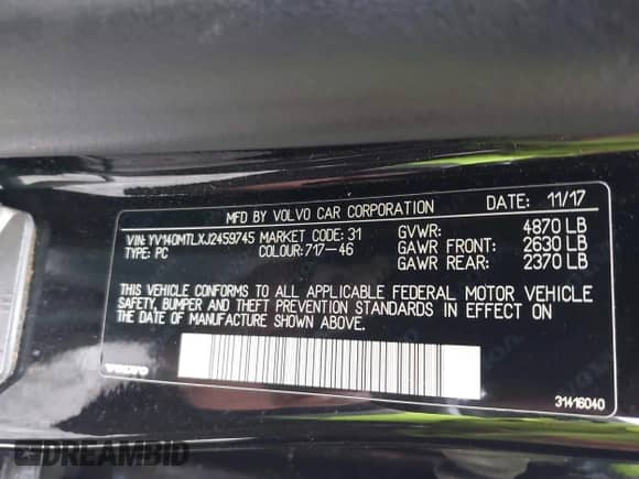 2018 Volvo S60 Dynamic с VIN YV140MTLXJ2459745, выставлен на аукционе IAAI как лот 41988052 с пробегом 133 268 миль миль и . История ставок и продаж доступна на DreamBid. Изображение 9.