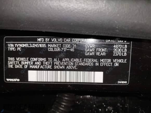2018 Volvo S60 Dynamic с VIN YV140MTL3J2451695, выставлен на аукционе IAAI как лот 42364729 с пробегом 88 866 миль миль и . История ставок и продаж доступна на DreamBid. Изображение 9.