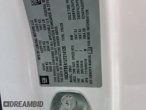 2018 Chevrolet Colorado 4WD Work Truck с VIN 1GCHTBEA1J1214126, выставлен на аукционе Copart как лот 71443075 с пробегом 183 767 миль миль и Чистый • Clean title. История ставок и продаж доступна на DreamBid. Изображение 12.