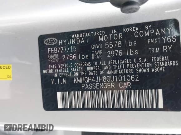 2016 Hyundai Equus Ultimate с VIN KMHGH4JH8GU101062, выставлен на аукционе IAAI как лот 41456304 с пробегом 134 474 миль миль и . История ставок и продаж доступна на DreamBid. Изображение 9.
