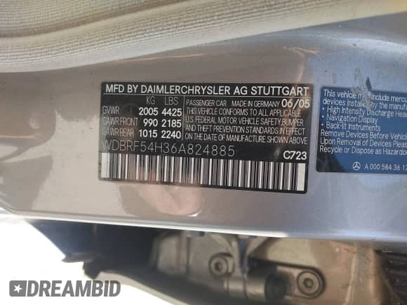 2006 Mercedes-Benz C 280 Luxury с VIN WDBRF54H36A824885, выставлен на аукционе IAAI как лот 43357138 с пробегом 185 741 миль миль и . История ставок и продаж доступна на DreamBid. Изображение 9.