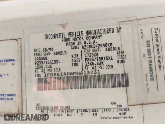 1991 Ford Econoline Cargo с VIN 1FDEE14N6MHA13731, выставлен на аукционе IAAI как лот 42488264 с пробегом 51 690 миль миль и . История ставок и продаж доступна на DreamBid. Изображение 9.