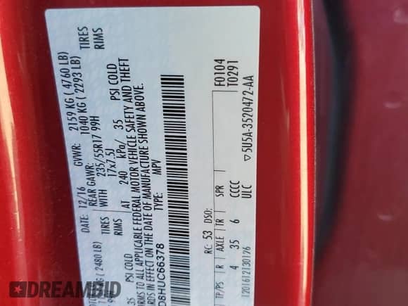 2017 Ford Escape SE с VIN 1FMCU9GD8HUC66378, выставлен на аукционе Copart как лот 70914105 с пробегом 136 895 миль миль и Списание • Salvage title. История ставок и продаж доступна на DreamBid. Изображение 13.