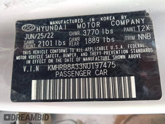 2022 Hyundai Venue SE с VIN KMHRB8A33NU197475, выставлен на аукционе IAAI как лот 42729329 с пробегом 66 282 миль миль и . История ставок и продаж доступна на DreamBid. Изображение 9.