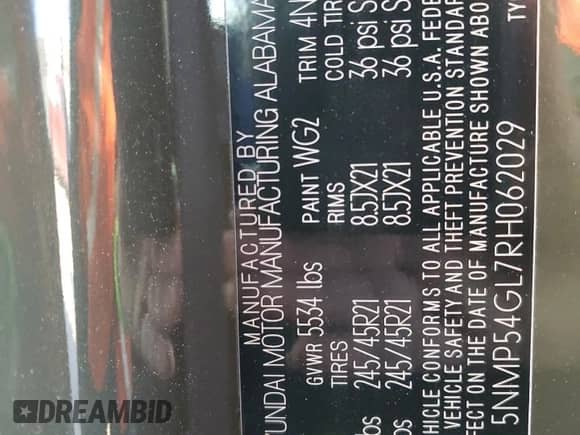 2024 Hyundai Santa Fe Calligraphy с VIN 5NMP54GL7RH062029, выставлен на аукционе Copart как лот 75965534 с пробегом 195 миль миль и Списание • Salvage title. История ставок и продаж доступна на DreamBid. Изображение 14.