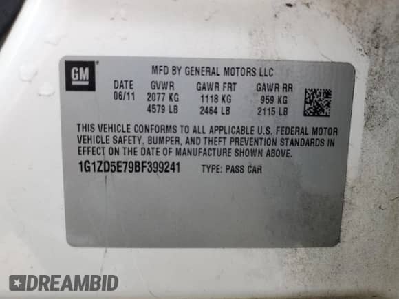 2011 Chevrolet Malibu 2LT с VIN 1G1ZD5E79BF399241, выставлен на аукционе Copart как лот 67217275 с пробегом 185 453 миль миль и Списание • Salvage title. История ставок и продаж доступна на DreamBid. Изображение 12.