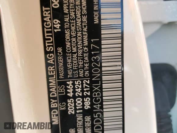 2020 Mercedes-Benz CLA 250 с VIN WDD5J4GBXLN023171, выставлен на аукционе Copart как лот 72099665 с пробегом 55 227 миль миль и Списание • Salvage title. История ставок и продаж доступна на DreamBid. Изображение 13.