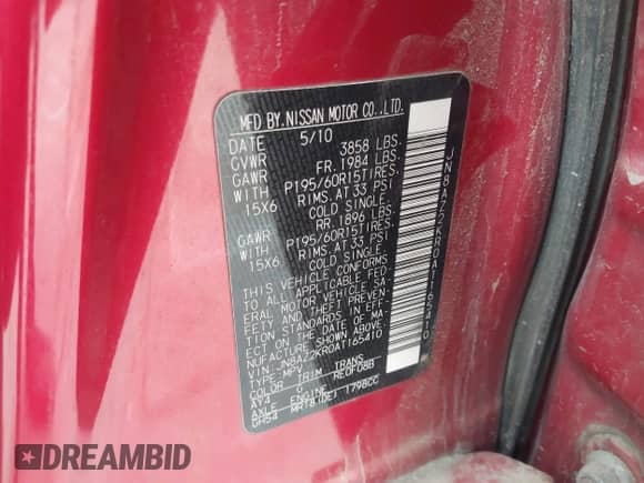 2010 Nissan Cube SL с VIN JN8AZ2KR0AT165410, выставлен на аукционе IAAI как лот 43383506 с пробегом 139 365 миль миль и . История ставок и продаж доступна на DreamBid. Изображение 9.