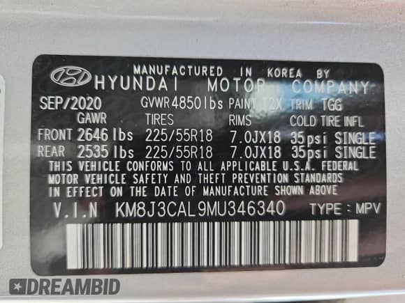 2021 Hyundai Tucson SEL with VIN KM8J3CAL9MU346340, listed as a Copart auction lot 80075775 with 52,830 mi miles and Salvage title. Bid and sale history available at DreamBid. Image 14.