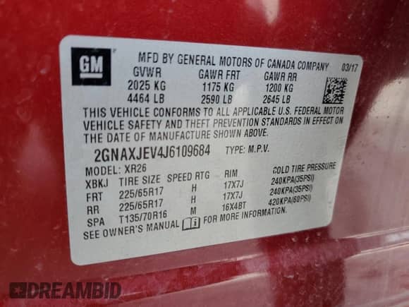 2018 Chevrolet Equinox LT with VIN 2GNAXJEV4J6109684, listed as a Copart auction lot 85364395 with 98,436 mi miles and Salvage title. Bid and sale history available at DreamBid. Image 14.