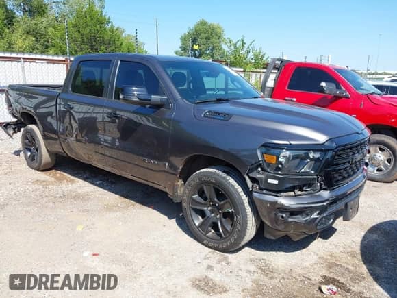 2024 Ram 1500 Big Horn with VIN 1C6SRFMT4RN143367, listed as a IAAI auction lot 43137425 with 43,246 mi miles and . Bid and sale history available at DreamBid. Image 1.