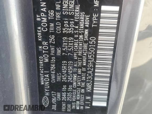 2017 Hyundai Tucson Value z VIN KM8J3CA29HU550150, wystawiony jako Copart lot #59811605 z przebiegiem 93 640 mil mil oraz Szkoda całkowita • Salvage title. Historia ofert i sprzedaży dostępna na DreamBid. Obrazek 13.