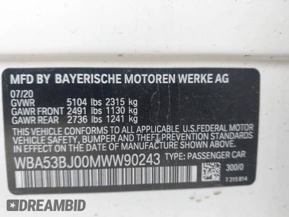 2021 BMW 5 Series 540i с VIN WBA53BJ00MWW90243, выставлен на аукционе IAAI как лот 42180493 с пробегом 83 447 миль миль и . История ставок и продаж доступна на DreamBid. Изображение 9.