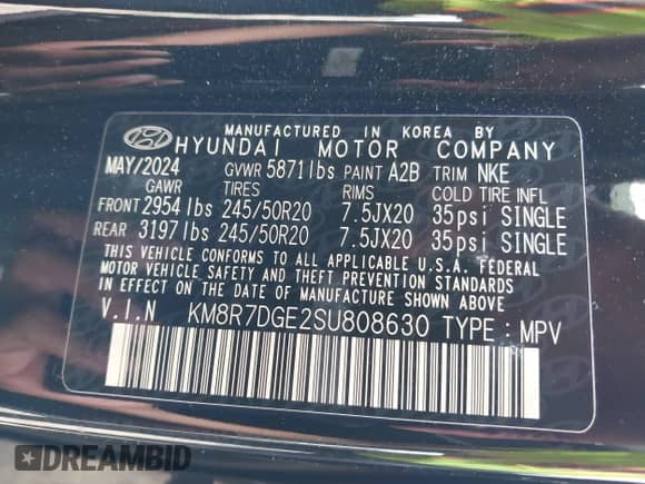 2025 Hyundai Palisade Calligraphy z VIN KM8R7DGE2SU808630, wystawiony jako IAAI lot #42340230 z przebiegiem 5 093 mil mil oraz . Historia ofert i sprzedaży dostępna na DreamBid. Obrazek 9.