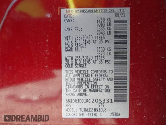 2024 Nissan Pathfinder Platinum с VIN 5N1DR3DJ1RC205331, выставлен на аукционе IAAI как лот 41460658 с пробегом 22 980 миль миль и . История ставок и продаж доступна на DreamBid. Изображение 9.