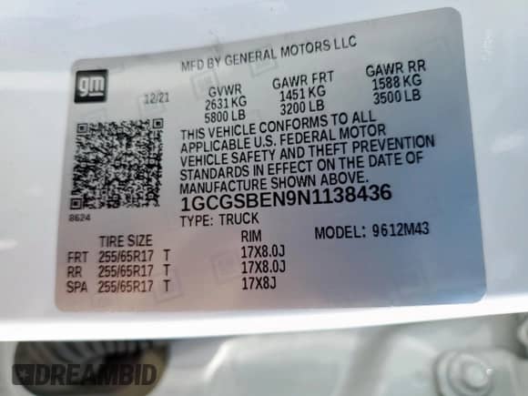 2022 Chevrolet Colorado 2WD Work Truck z VIN 1GCGSBEN9N1138436, wystawiony jako Copart lot #71273895 z przebiegiem 79 551 mil mil oraz Szkoda całkowita • Salvage title. Historia ofert i sprzedaży dostępna na DreamBid. Obrazek 12.