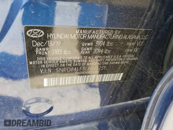 2020 Hyundai Elantra SEL z VIN 5NPD84LF8LH575231, wystawiony jako Copart lot #84632905 z przebiegiem 92 410 mil mil oraz Czysty tytuł • Clean title. Historia ofert i sprzedaży dostępna na DreamBid. Obrazek 13.