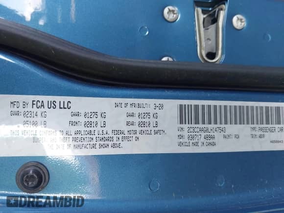 2020 Chrysler 300 Touring с VIN 2C3CCAAG0LH147543, выставлен на аукционе IAAI как лот 43172562 с пробегом 17 909 миль миль и . История ставок и продаж доступна на DreamBid. Изображение 9.