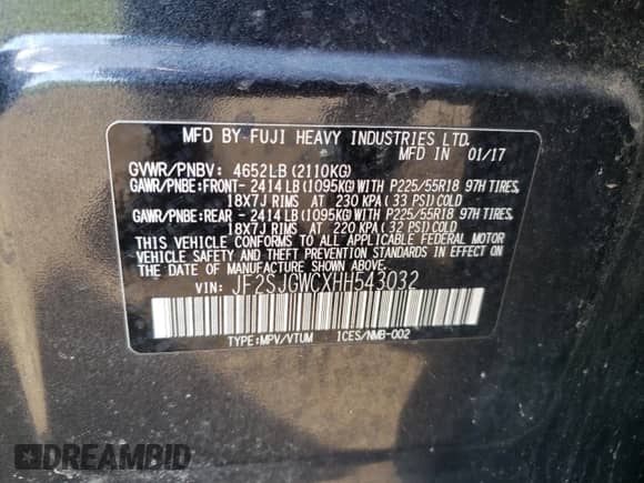 2017 Subaru Forester Touring z VIN JF2SJGWCXHH543032, wystawiony jako Copart lot #82477415 z przebiegiem 154 499 mil mil oraz Szkoda całkowita • Salvage title. Historia ofert i sprzedaży dostępna na DreamBid. Obrazek 13.