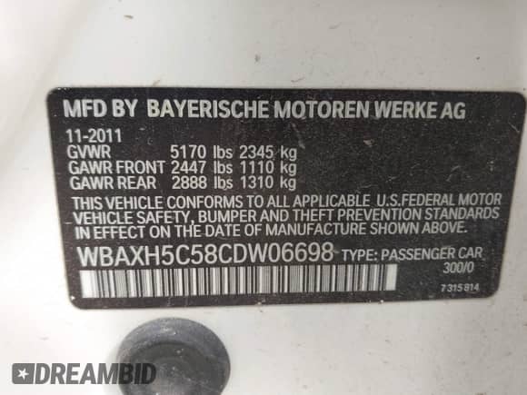 2012 BMW 5 Series 528i xDrive с VIN WBAXH5C58CDW06698, выставлен на аукционе IAAI как лот 43479294 с пробегом 151 868 миль миль и . История ставок и продаж доступна на DreamBid. Изображение 9.