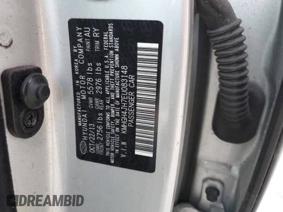 2014 Hyundai Equus Ultimate with VIN KMHGH4JH7EU083148, listed as a Copart auction lot 77284164 with Not provided miles and Salvage title. Bid and sale history available at DreamBid. Image 13.