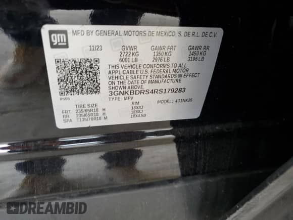 2024 Chevrolet Blazer LT с VIN 3GNKBDRS4RS179283, выставлен на аукционе Copart как лот 60688155 с пробегом 26 072 миль миль и Списание • Salvage title. История ставок и продаж доступна на DreamBid. Изображение 12.