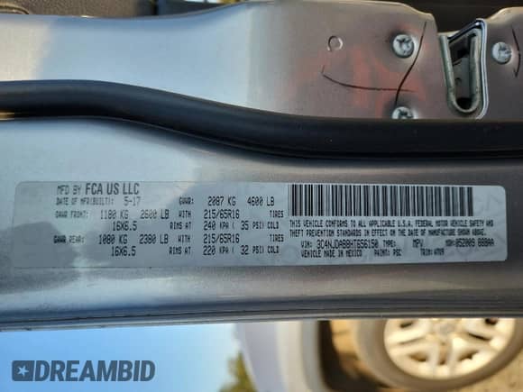 2017 Jeep Compass Sport with VIN 3C4NJDAB8HT656150, listed as a Copart auction lot 81692155 with 262,608 mi miles and Salvage title. Bid and sale history available at DreamBid. Image 12.