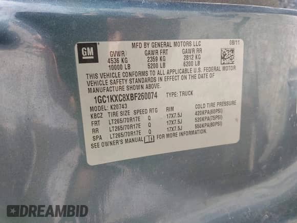 2011 Chevrolet Silverado 2500HD LT с VIN 1GC1KXC8XBF260074, выставлен на аукционе IAAI как лот 42789812 с пробегом Не указан миль и . История ставок и продаж доступна на DreamBid. Изображение 9.