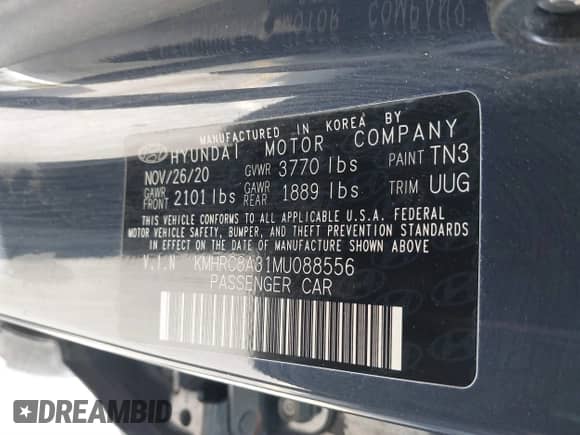 2021 Hyundai Venue SEL z VIN KMHRC8A31MU088556, wystawiony jako IAAI lot #41865008 z przebiegiem 58 000 mil mil oraz . Historia ofert i sprzedaży dostępna na DreamBid. Obrazek 9.