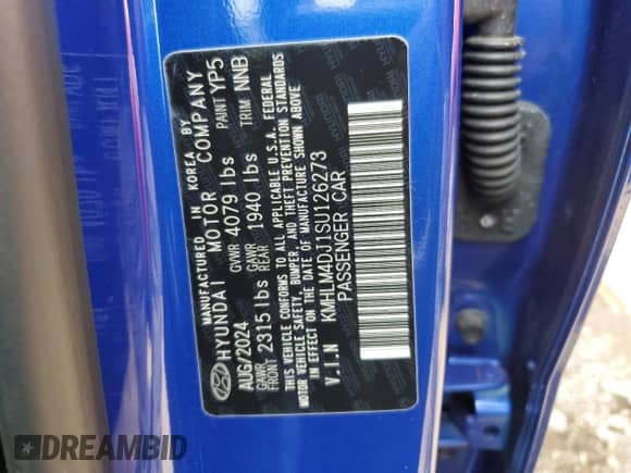 2025 Hyundai Elantra Blue z VIN KMHLM4DJ1SU126273, wystawiony jako Copart lot #69072235 z przebiegiem 32 mil mil oraz Szkoda całkowita • Salvage title. Historia ofert i sprzedaży dostępna na DreamBid. Obrazek 12.