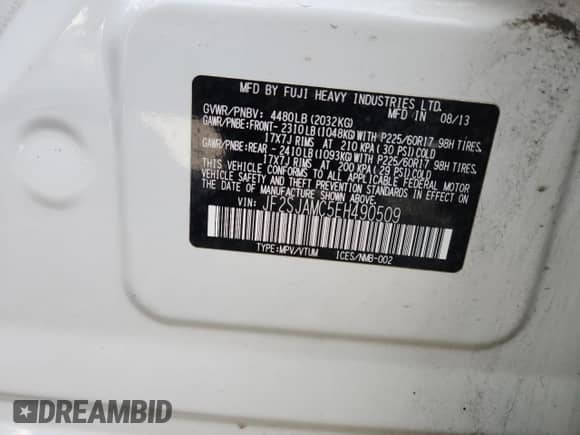 2014 Subaru Forester Touring with VIN JF2SJAMC5EH490509, listed as a Copart auction lot 82175875 with 256,374 mi miles and Clean title. Bid and sale history available at DreamBid. Image 13.