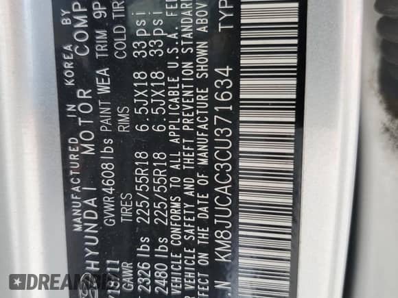 2012 Hyundai Tucson Limited с VIN KM8JUCAC3CU371634, выставлен на аукционе Copart как лот 64226965 с пробегом 84 405 миль миль и Списание • Salvage title. История ставок и продаж доступна на DreamBid. Изображение 12.