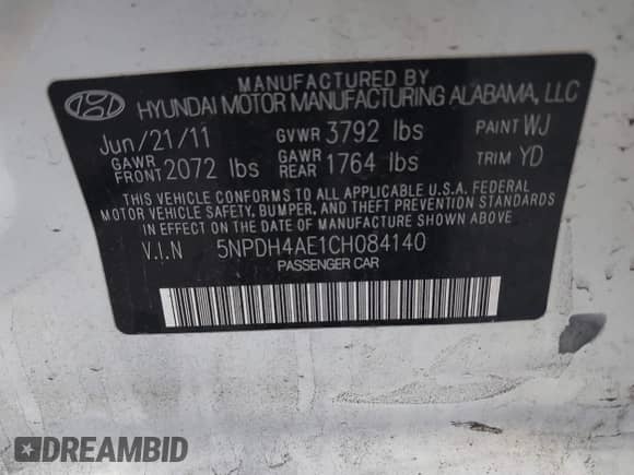 2012 Hyundai Elantra GLS z VIN 5NPDH4AE1CH084140, wystawiony jako IAAI lot #43171523 z przebiegiem 95 448 mil mil oraz . Historia ofert i sprzedaży dostępna na DreamBid. Obrazek 9.