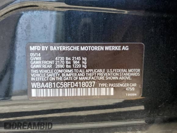 2015 BMW 4 Series 435i с VIN WBA4B1C58FD418037, выставлен на аукционе Copart как лот 51516095 с пробегом 148 201 миль миль и Списание • Salvage title. История ставок и продаж доступна на DreamBid. Изображение 14.