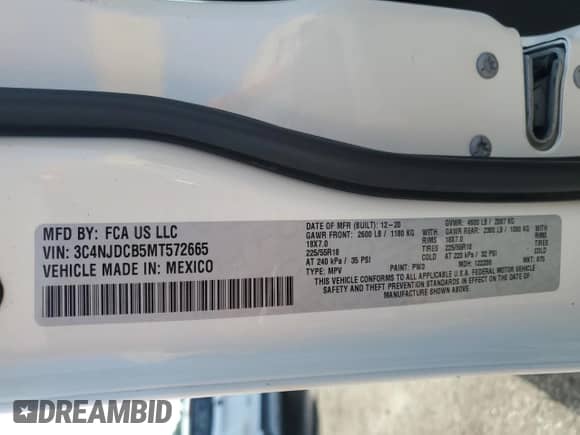 2021 Jeep Compass Limited with VIN 3C4NJDCB5MT572665, listed as a Copart auction lot 86987235 with 87,475 mi miles and Salvage title. Bid and sale history available at DreamBid. Image 13.