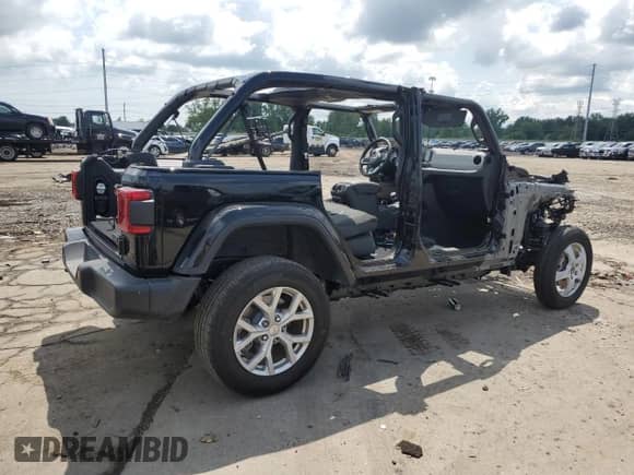 2024 Jeep Wrangler Sahara with VIN 1C4PJXEG7RW355395, listed as a Copart auction lot 68502755 with Not provided miles and Salvage title. Bid and sale history available at DreamBid. Image 3.