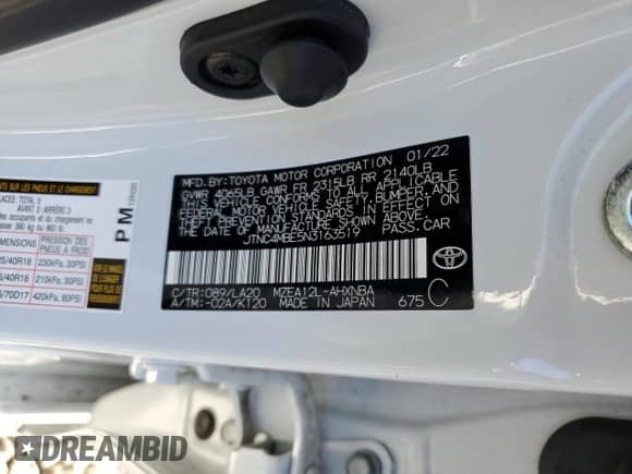 2022 Toyota Corolla XSE with VIN JTNC4MBE5N3163519, listed as a Copart auction lot 81157505 with 28,980 mi miles and Salvage title. Bid and sale history available at DreamBid. Image 12.