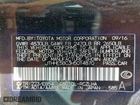 2017 Lexus RC 350 с VIN JTHHE5BC3H5014870, выставлен на аукционе Copart как лот 57279895 с пробегом 50 455 миль миль и Списание • Salvage title. История ставок и продаж доступна на DreamBid. Изображение 12.