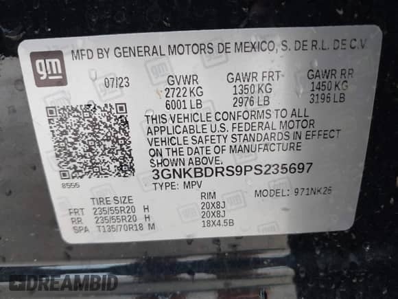 2023 Chevrolet Blazer LT с VIN 3GNKBDRS9PS235697, выставлен на аукционе IAAI как лот 42940965 с пробегом 68 030 миль миль и . История ставок и продаж доступна на DreamBid. Изображение 9.