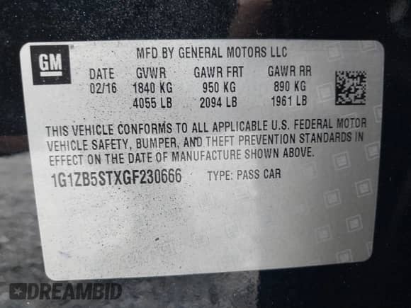 2016 Chevrolet Malibu LS с VIN 1G1ZB5STXGF230666, выставлен на аукционе IAAI как лот 41314718 с пробегом 106 699 миль миль и . История ставок и продаж доступна на DreamBid. Изображение 9.