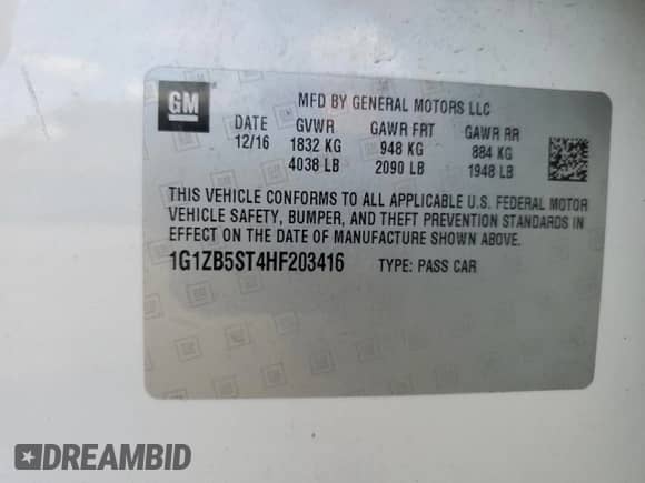 2017 Chevrolet Malibu LS с VIN 1G1ZB5ST4HF203416, выставлен на аукционе Copart как лот 85114835 с пробегом 158 986 миль миль и Чистый • Clean title. История ставок и продаж доступна на DreamBid. Изображение 13.