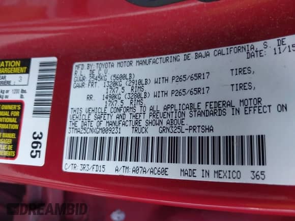 2016 Toyota Tacoma SR5 с VIN 3TMAZ5CNXGM009231, выставлен на аукционе IAAI как лот 42744577 с пробегом 168 113 миль миль и . История ставок и продаж доступна на DreamBid. Изображение 9.