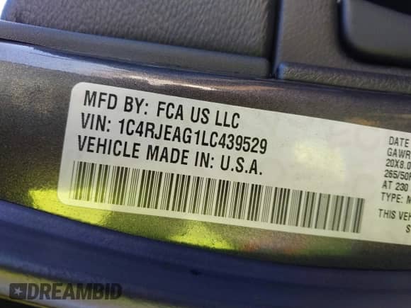 2020 Jeep Grand Cherokee Laredo E с VIN 1C4RJEAG1LC439529, выставлен на аукционе IAAI как лот 43363428 с пробегом 104 378 миль миль и . История ставок и продаж доступна на DreamBid. Изображение 9.