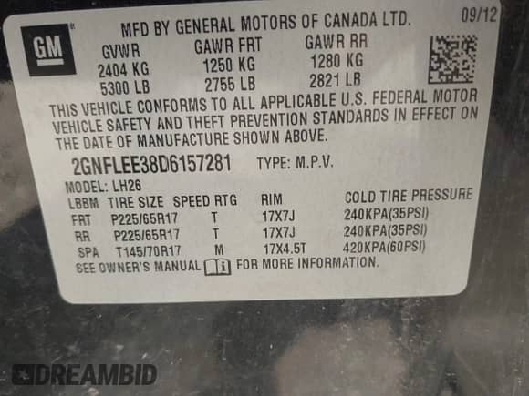 2013 Chevrolet Equinox LT с VIN 2GNFLEE38D6157281, выставлен на аукционе IAAI как лот 42870818 с пробегом 135 206 миль миль и . История ставок и продаж доступна на DreamBid. Изображение 9.
