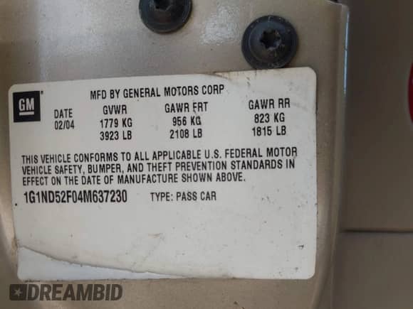 2004 Chevrolet Malibu Classic z VIN 1G1ND52F04M637230, wystawiony jako IAAI lot #40837935 z przebiegiem 56 072 mil mil oraz . Historia ofert i sprzedaży dostępna na DreamBid. Obrazek 9.