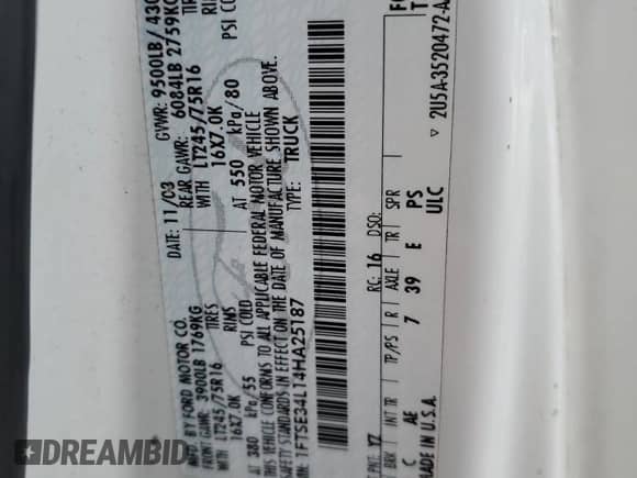 2004 Ford Econoline Cargo с VIN 1FTSE34L14HA25187, выставлен на аукционе Copart как лот 53739985 с пробегом Не указан миль и Списание • Salvage title. История ставок и продаж доступна на DreamBid. Изображение 14.