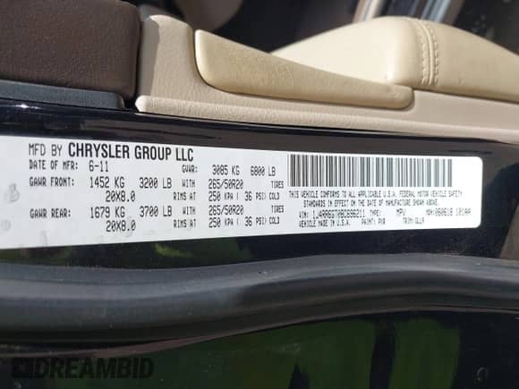 2011 Jeep Grand Cherokee Overland с VIN 1J4RR6GT0BC696211, выставлен на аукционе IAAI как лот 43169289 с пробегом 172 072 миль миль и . История ставок и продаж доступна на DreamBid. Изображение 9.