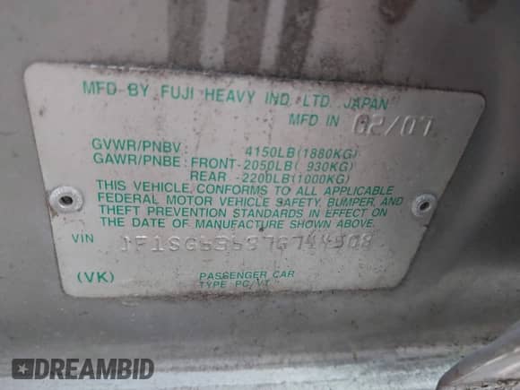 2007 Subaru Forester X with VIN JF1SG63687G744508, listed as a IAAI auction lot 42435402 with 177,248 mi miles and . Bid and sale history available at DreamBid. Image 9.