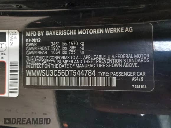 2013 MINI Hardtop с VIN WMWSU3C56DT544784, выставлен на аукционе Copart как лот 90458525 с пробегом 114 371 миль миль и Чистый • Clean title. История ставок и продаж доступна на DreamBid. Изображение 12.