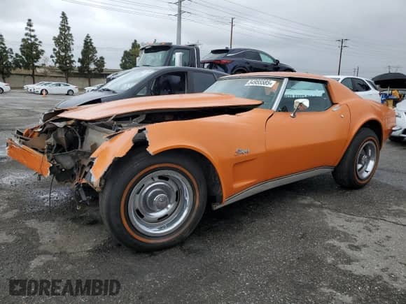 1973 Chevrolet Corvette с VIN 1Z37J3S432698, выставлен на аукционе Copart как лот 54955585 с пробегом 26 949 миль миль и На запчасти • Non repairable. История ставок и продаж доступна на DreamBid. Изображение 1.